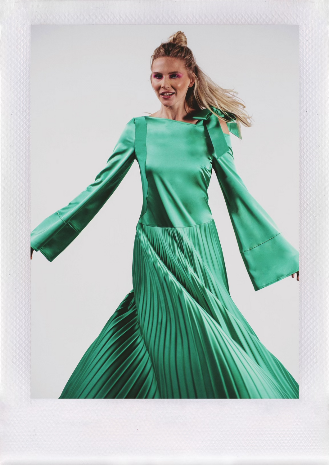 Plissee Dress | emerald green