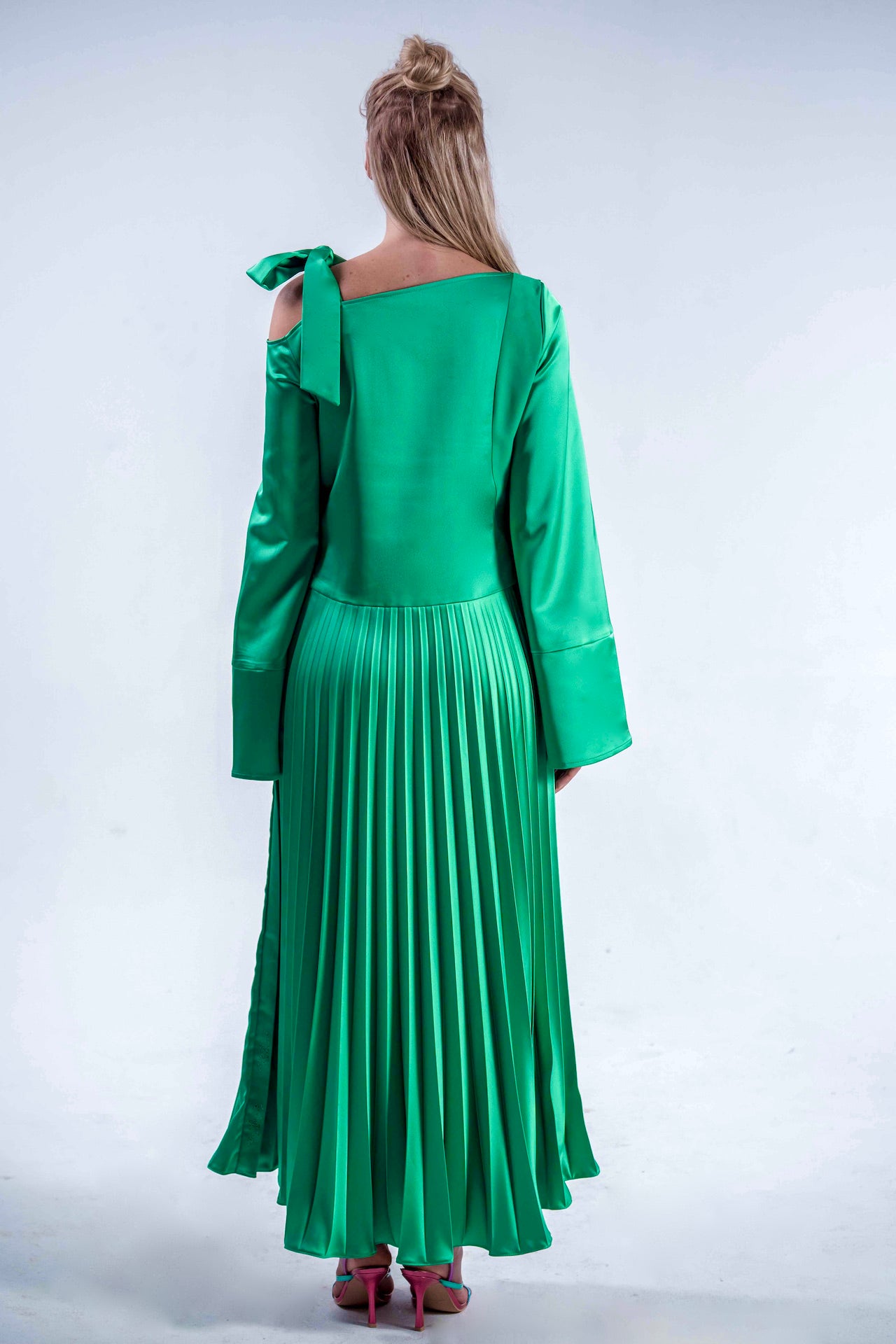 Plissee Dress | emerald green