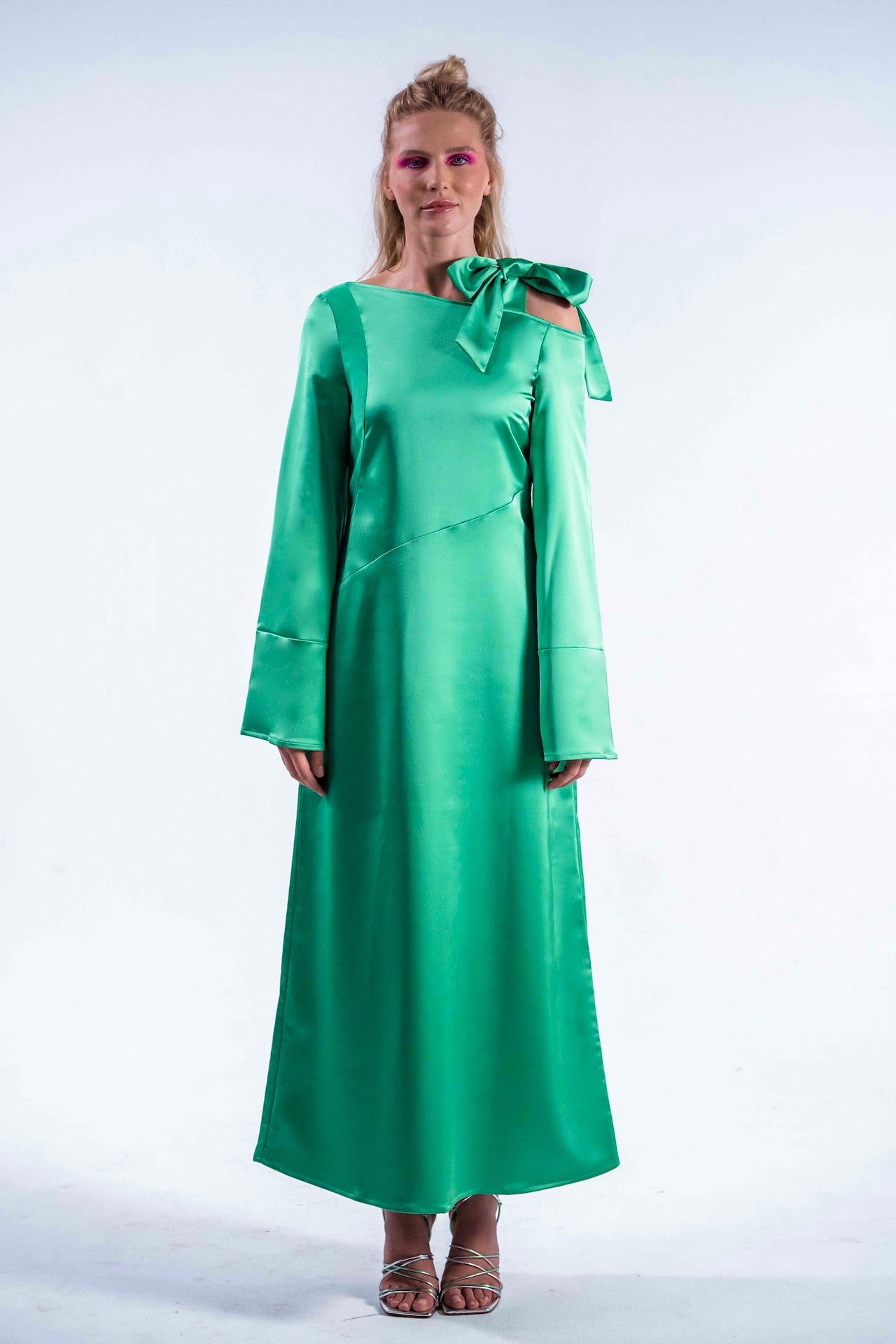 OffShoulder Dress | emerald green
